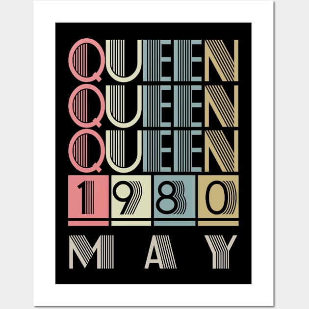 1980 - Queen May Retro Vintage Birthday Wall Art by ReneeCummings